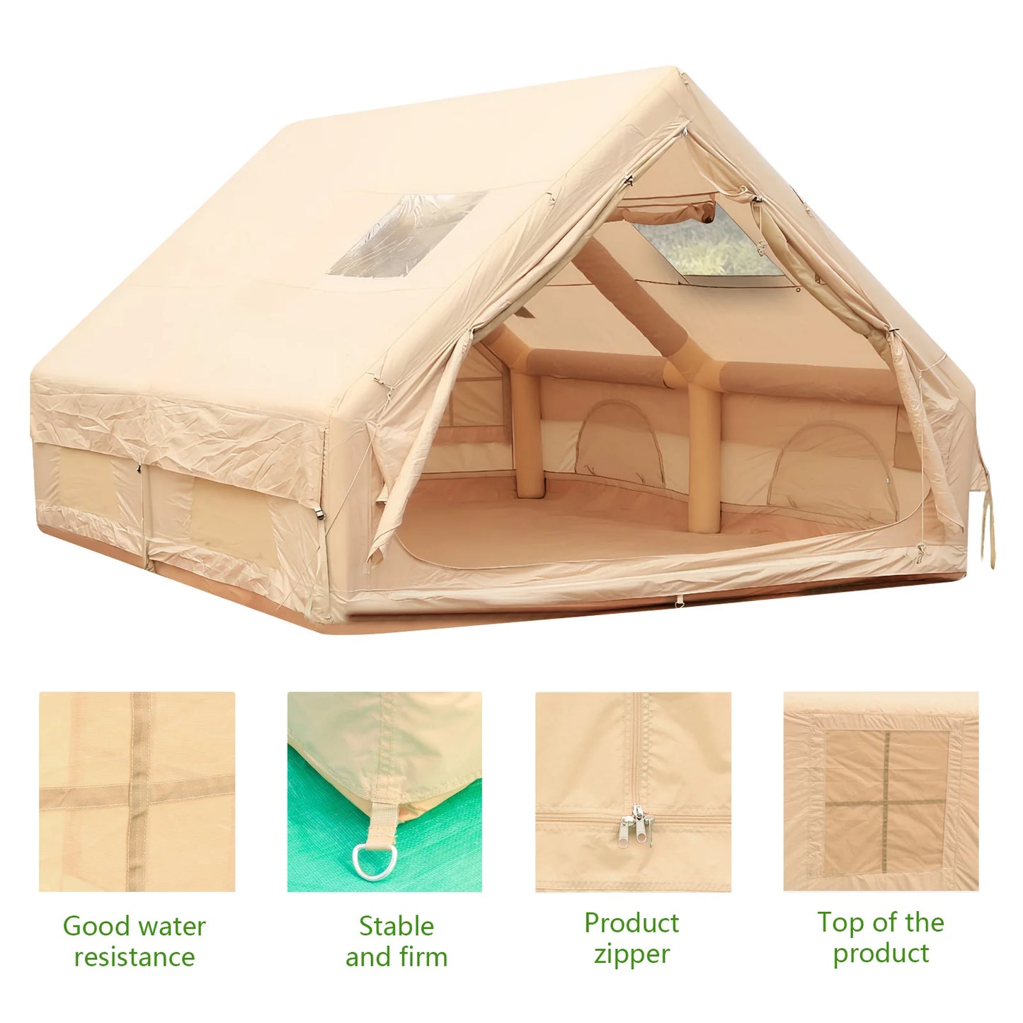 Inflatable Camping Tent with Pump Large Family Tent Waterproof Windproof for Outdoors