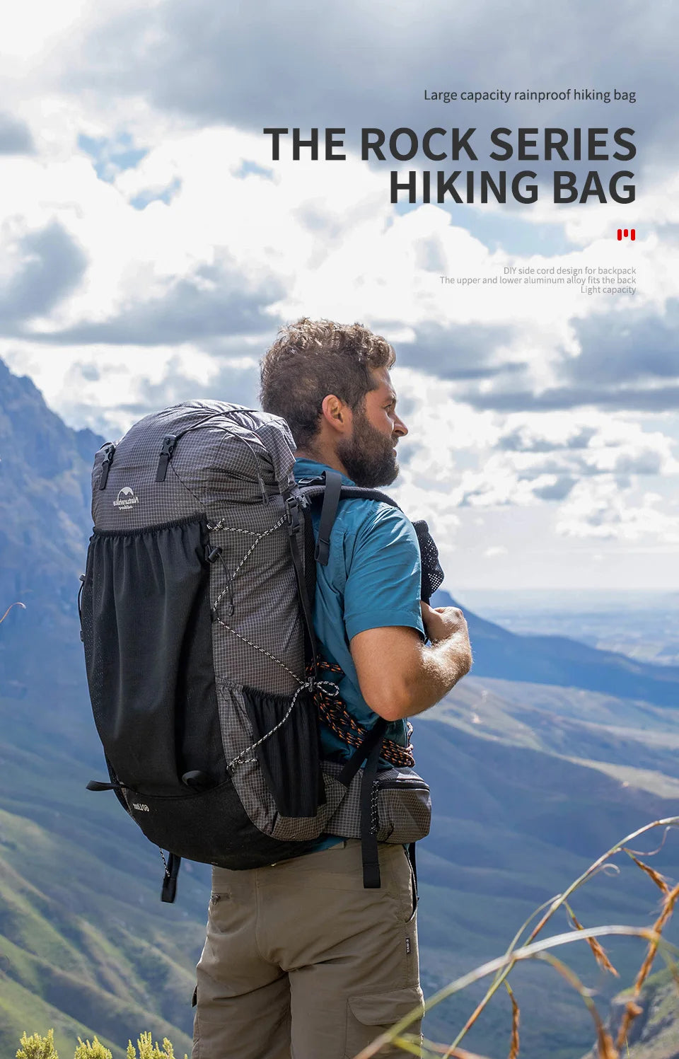 Naturehike Outdoor Mountain Backpack 60+5L Waterproof High Capacity Sports Climbing Hiking Travel Bag With Rain Cover