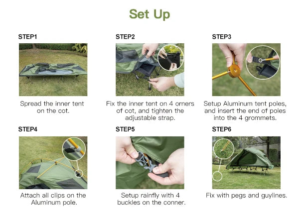 Night Cat Camping Cot Tent Waterproof 1-Person Off-Ground Combo Cot Bed