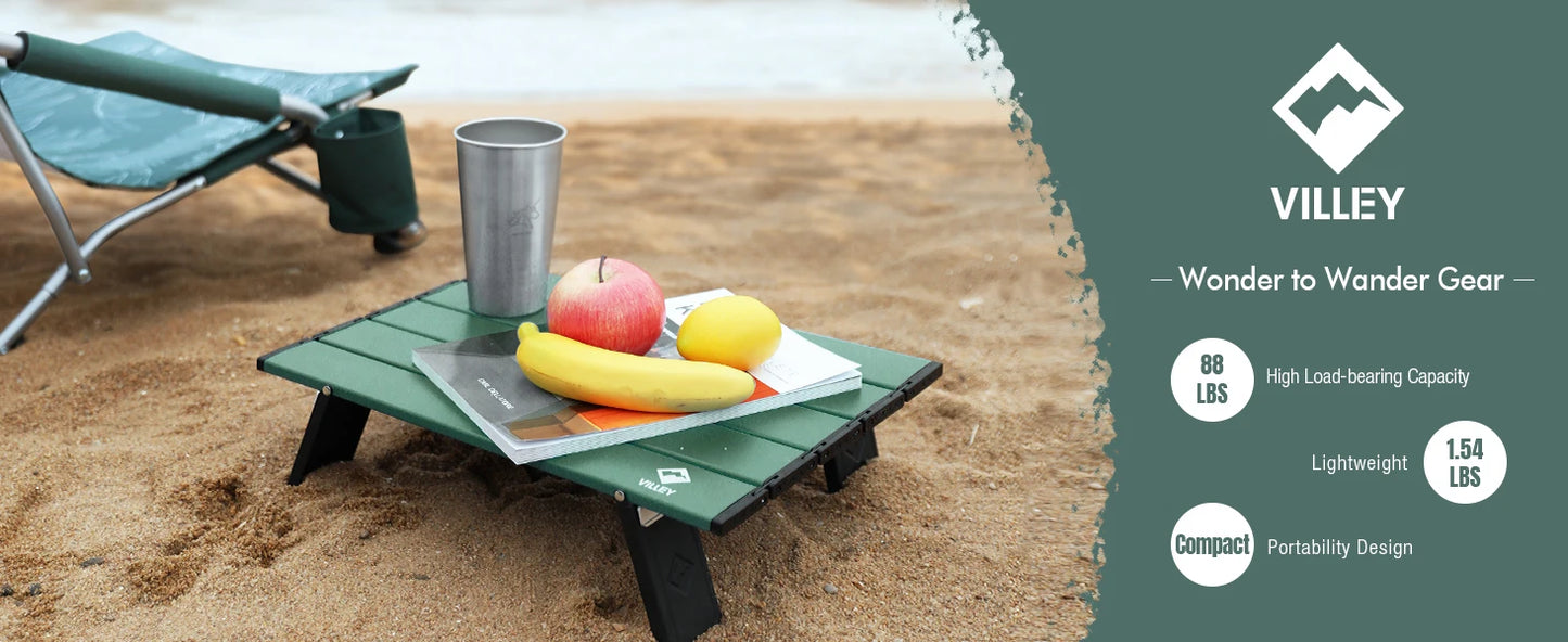 Portable Mini Folding Beach Table, Ultralight Aluminum Side Table with Carry Bag for Camping, Picnics