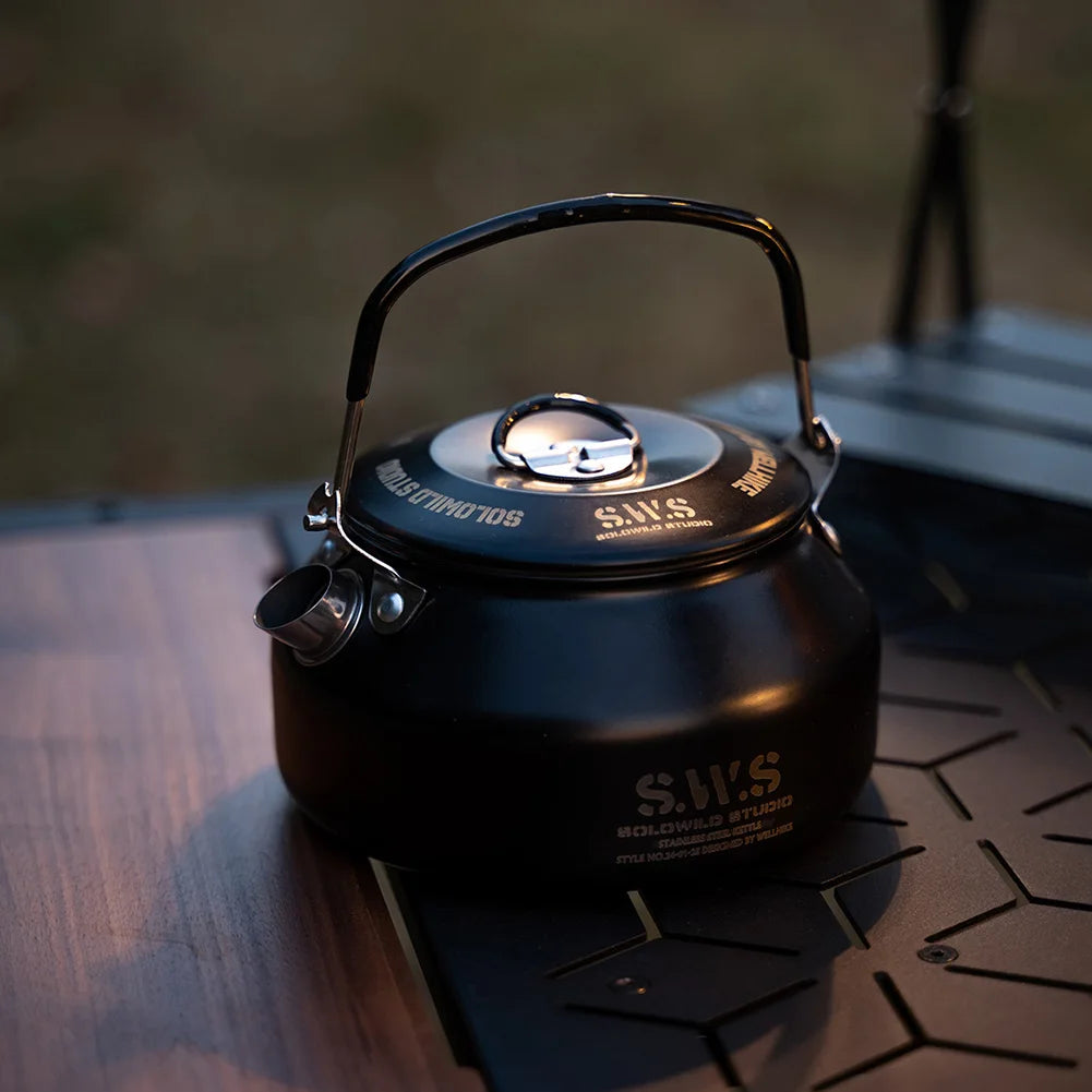 0.8L Portable Hiking Kettle 304 Stainless Steel Ultralight Coffee Kettle Lightweight Coffee Pot for Outdoor Travel Camping