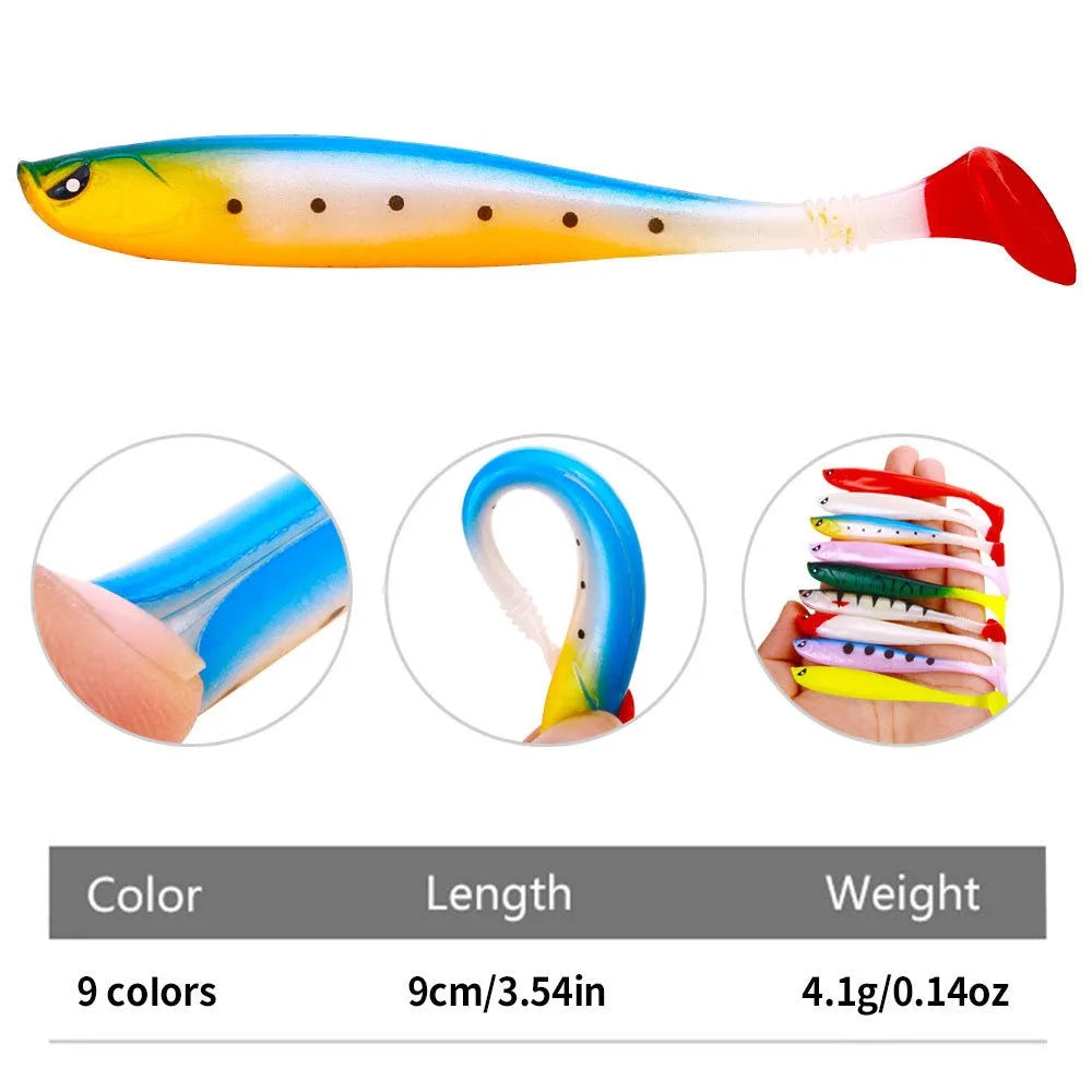9cm 4g Soft Silicone Fishing Lure Minnow Saltwater Freshwater Worms Wobblers Artificial Bait Bass Tackle Jigs