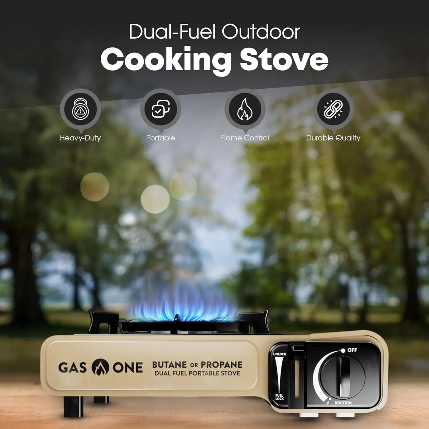 GS-3400P-KIT Propane or Butane Gas Stove with Flat Top Griddle Included – Dual Fuel Propane Grill