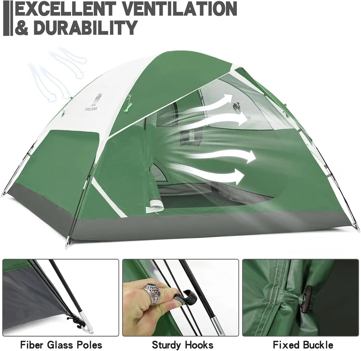 2-5 Person Waterproof Camping Tent, Lightweight Portable Dome Tent for Outdoor Hiking and Backpacking