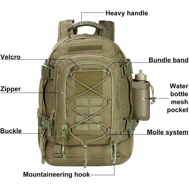 LQARMY 65L Outdoor Tactical Backpack