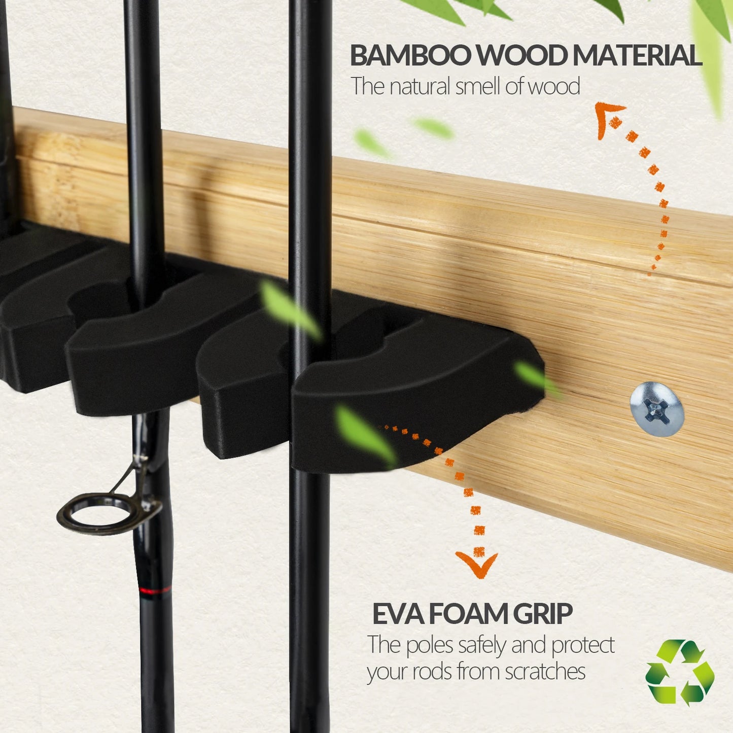 1 Pair Fishing Rod Racks Fishing Rod Holders for Garage Wood Fishing Pole Wall Rack 7-Hole Fishing Rod Combos