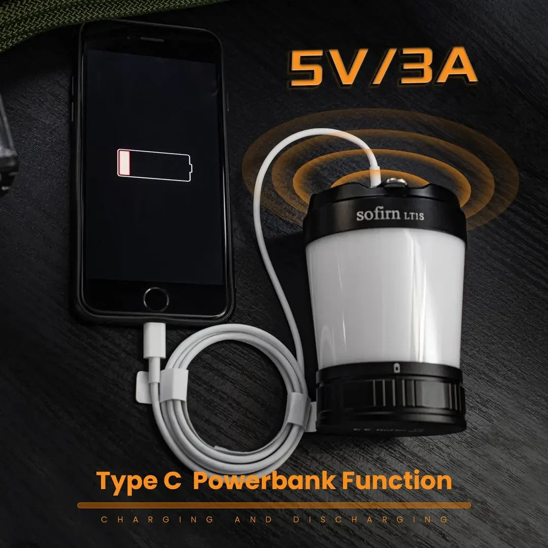 LT1S Camping Light USB C 21700 Rechargeable Powerful Torch Portable Emergency Lantern 2700K-6500K with Reverse Charging