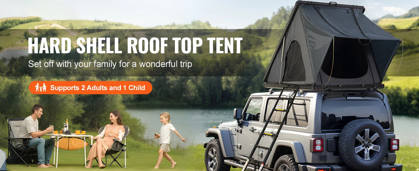 Rooftop Tent Hard Shell Roof Top with Telescopic Ladder Thick Mattress Waterproof Windproof for Jeep Van Pickup Truck