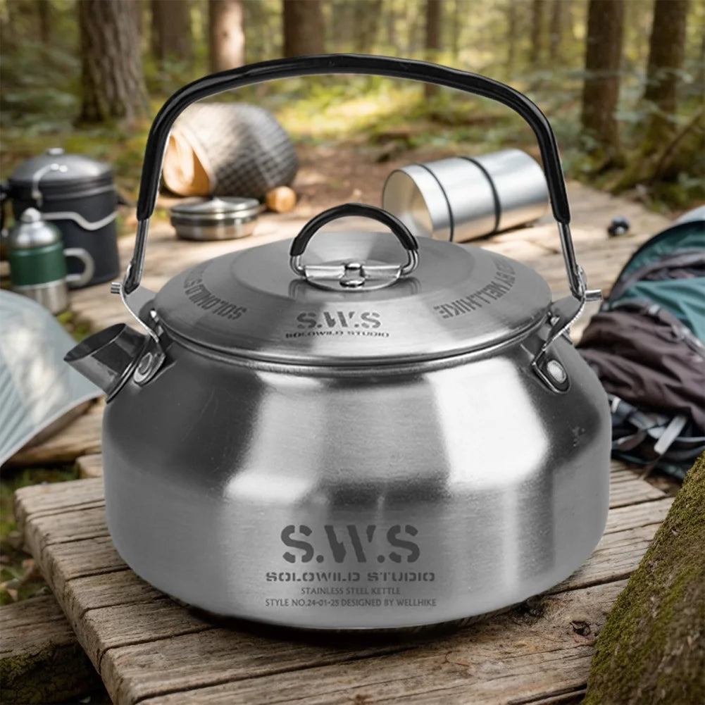 0.8L Portable Hiking Kettle 304 Stainless Steel Ultralight Coffee Kettle Lightweight Coffee Pot for Outdoor Travel Camping