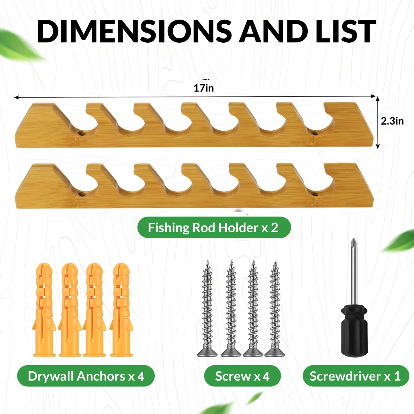 1 pair Wood Fishing Rod Holder 6 Holes Rods Wall Storage Bracket Horizontal Fishing Pole Display Rack Tool