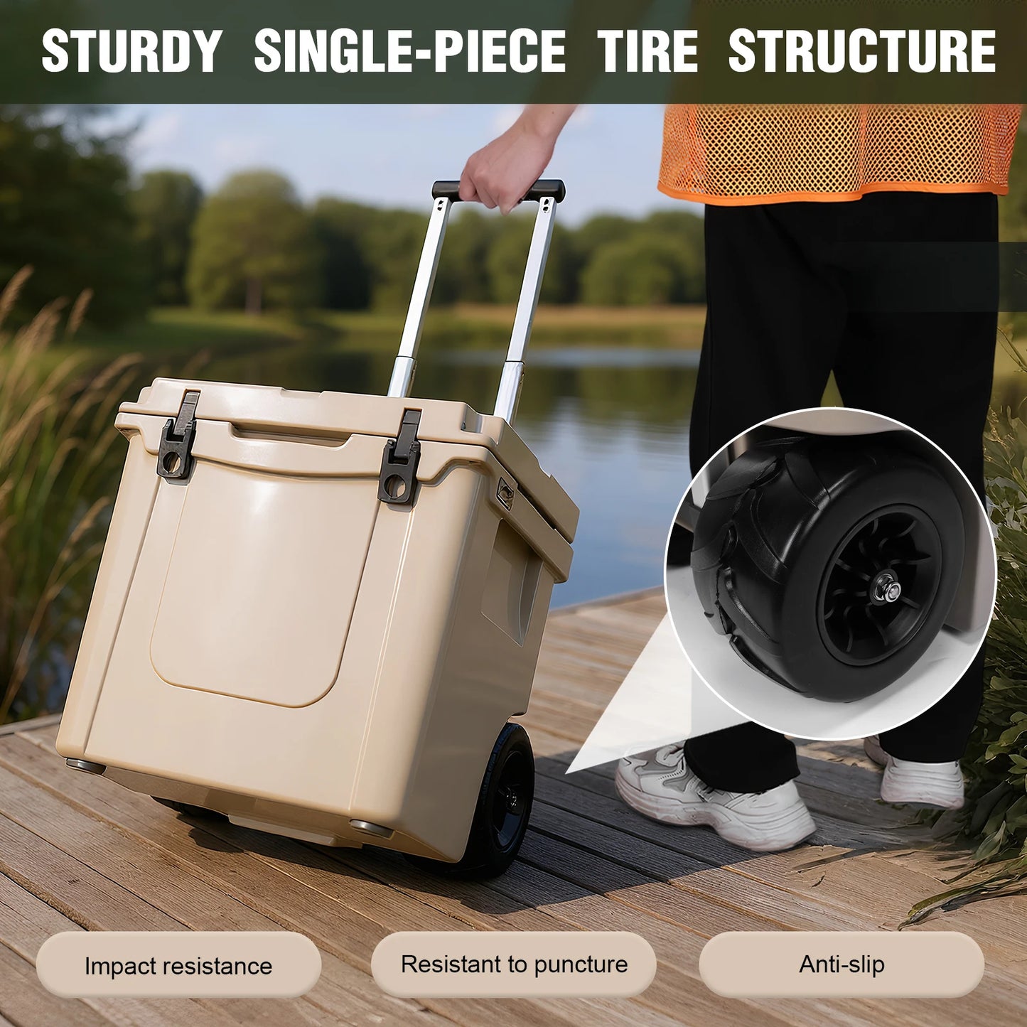 5L Insulated Wheeled Cooler with Leak-Proof Tight Latches for Camping Picnics More