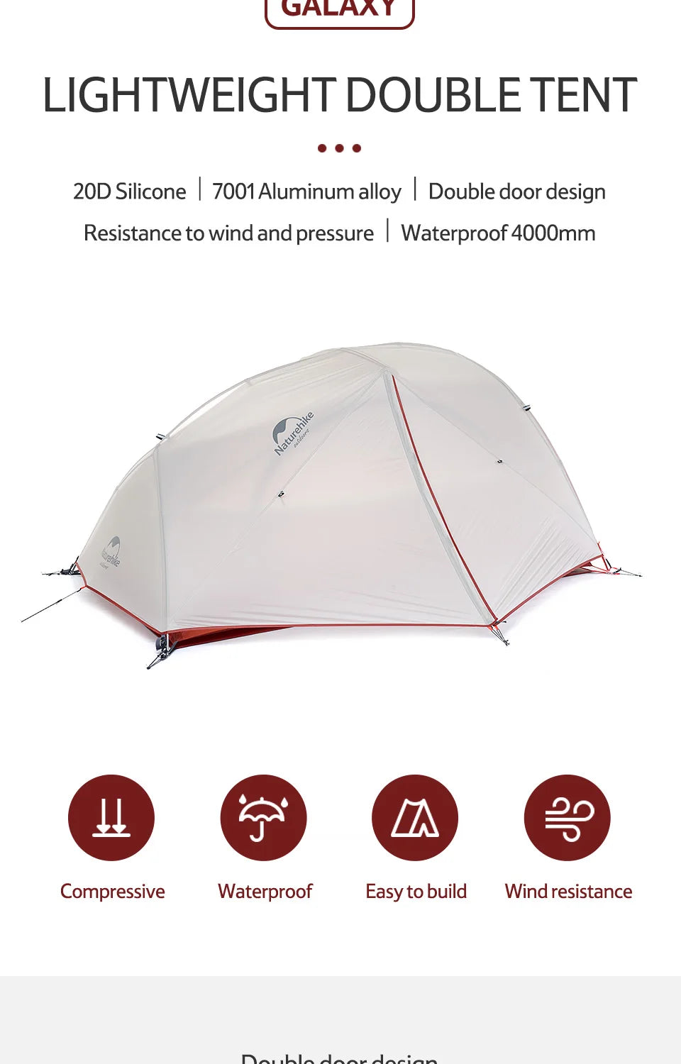 Ultralight Waterproof Tent 2 People 4 Seasons Outdoor Travel Hiking Fishing Tent Double Layers Tent