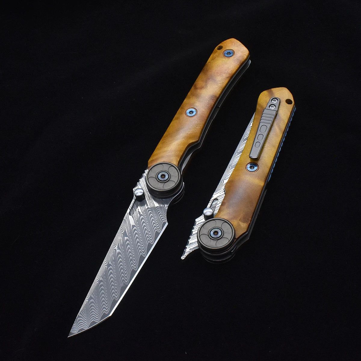 8.23 inch VG10 Damascus steel blade gold camphor wood handle folding knife Christmas gift knife fruit knife outdoor camping EDC