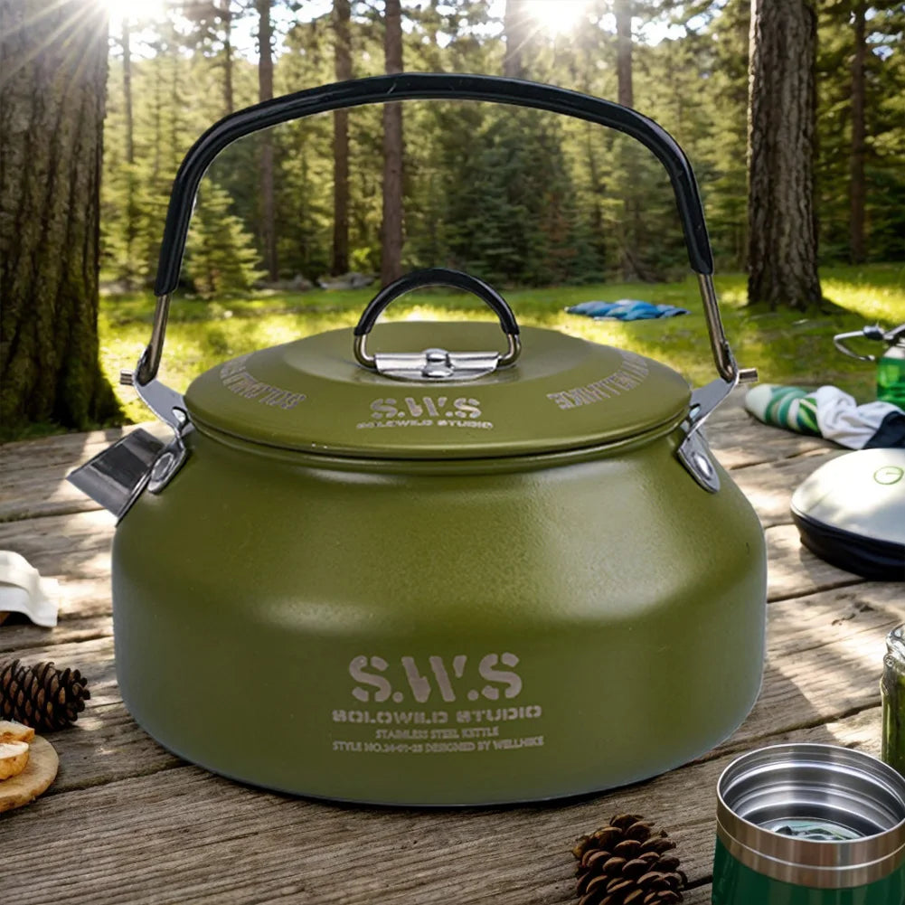 0.8L Portable Hiking Kettle 304 Stainless Steel Ultralight Coffee Kettle Lightweight Coffee Pot for Outdoor Travel Camping