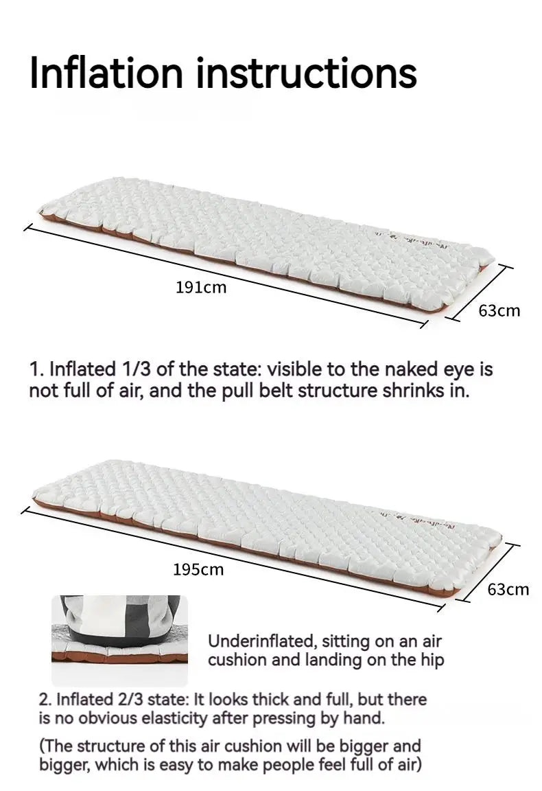 R-value5.8 Inflatable Sleeping Mattress Ultralight Portable Folding Warm Cushion Hiking Outdoor Camping Mat Bed Pad