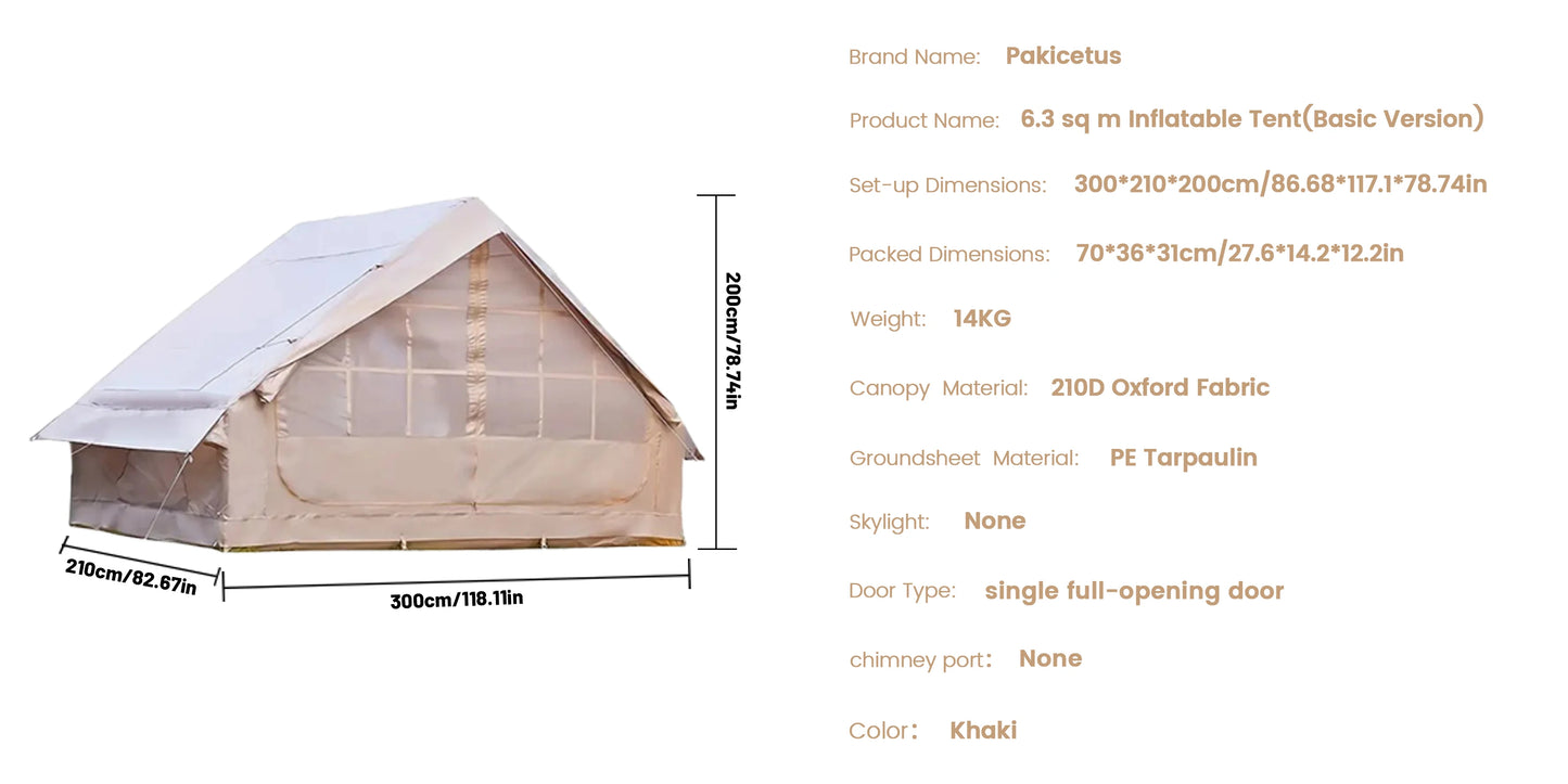 Inflatable camping tent 4-8 people with windows