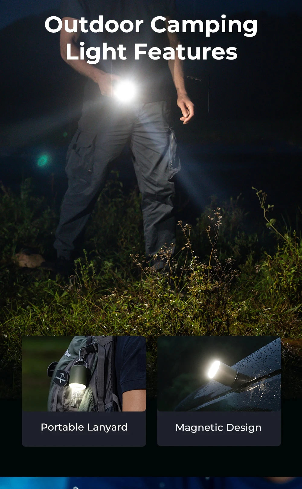 Tiny Air Pump with Camping Lantern 4.5kPa Air Pump with Magnetic Design for Inflatable Air Mattress Sleeping Pads