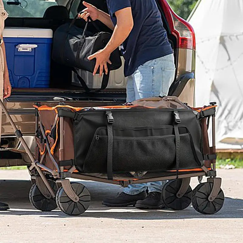 Folding Travel Cart Side Bag Folding Camping Side Bag Oxford Cloth Garden Cart Side Pockets for Outdoors Camping Picnics Beach