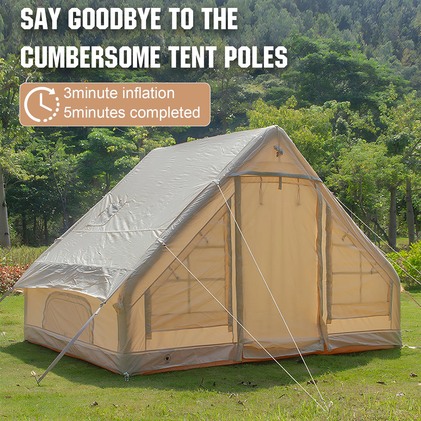 4-6 Person House Self-Supporting Air Tent with Hand Pump Automatic Inflatable Floating Tent Storage Bag for Adults