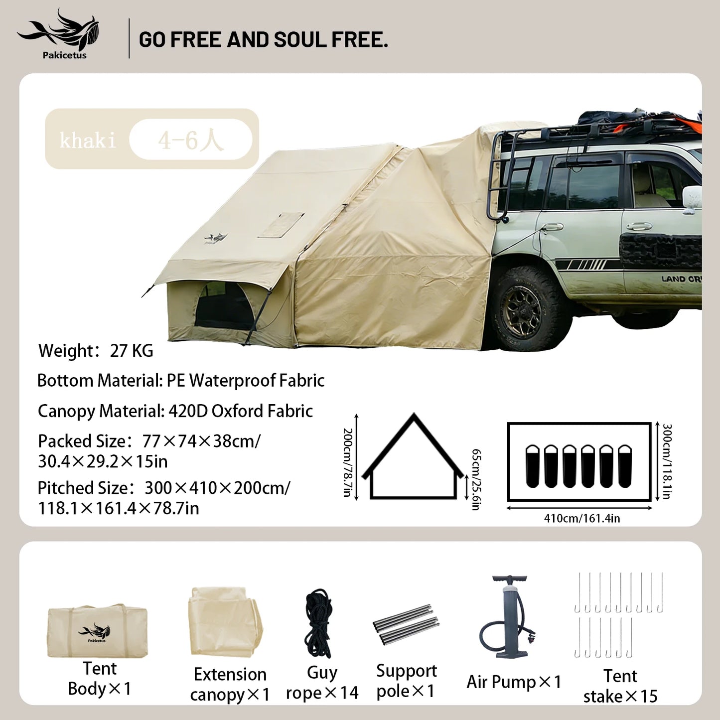 Inflatable camping tent 4-8 people with windows