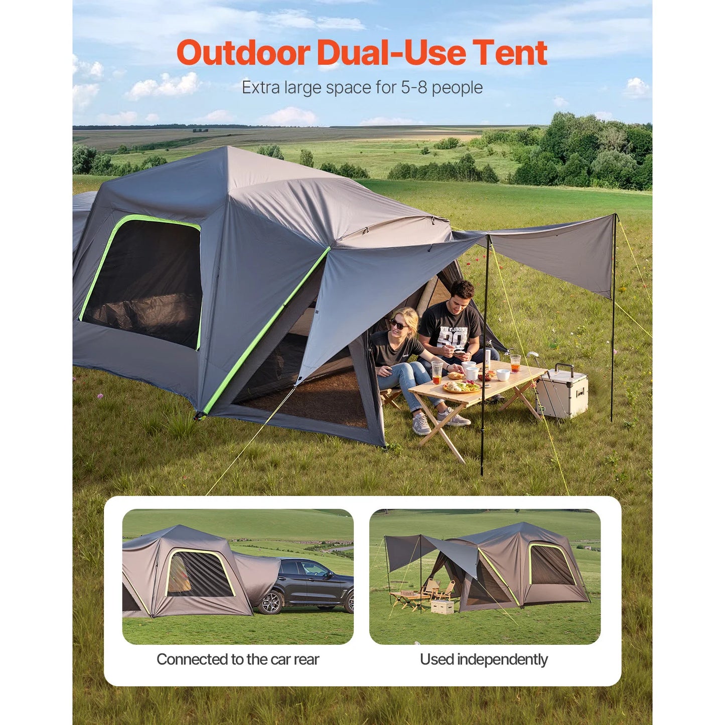 SUV Tent for Camping Waterproof PU2000mm Spacious Double Layer Design SUV Camping Tent with Shade Awning , Mesh Windows