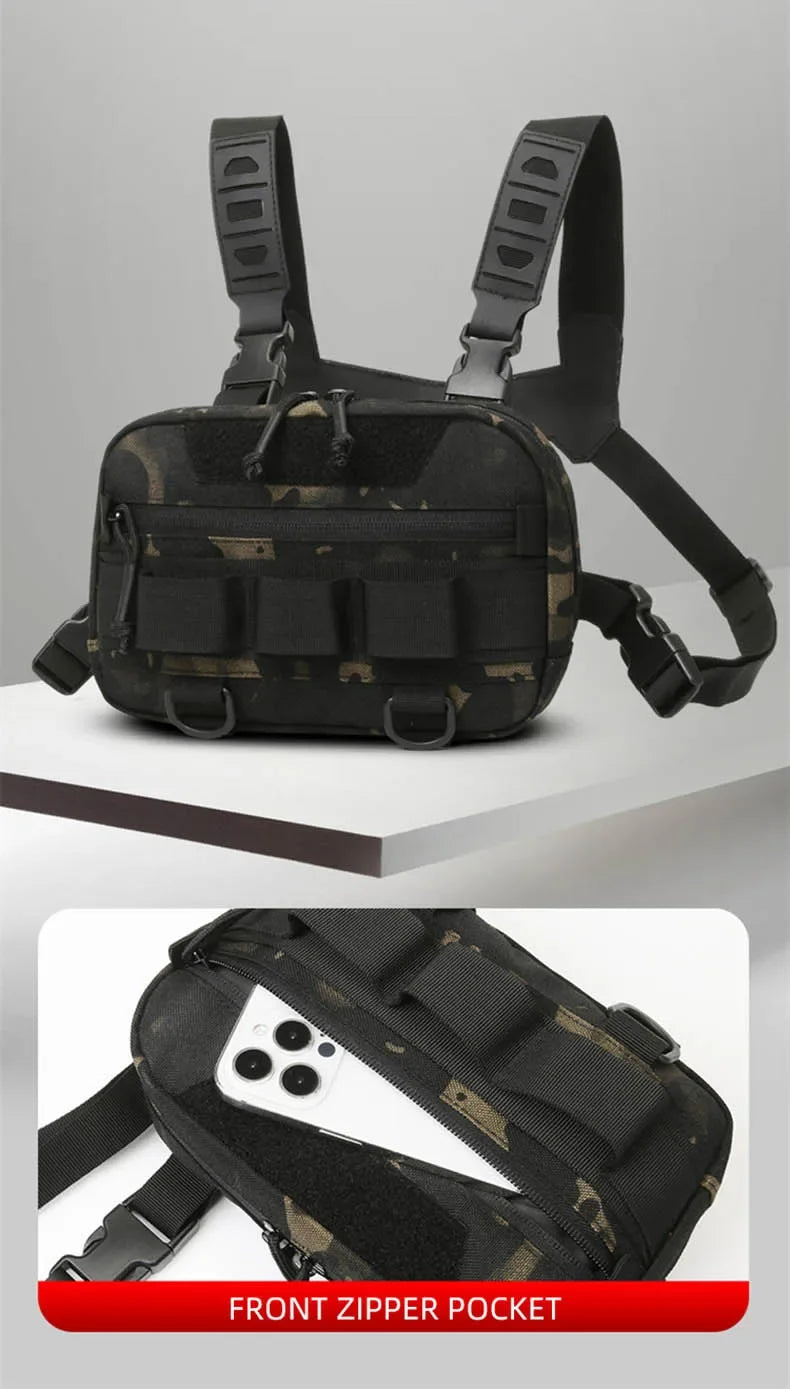 Tactical Chest Vest Bag Backpack Front Rig Pouch Outdoor Camping Cycling Hiking Hunting Climbing Fishing Lure Travel Fanny Pack