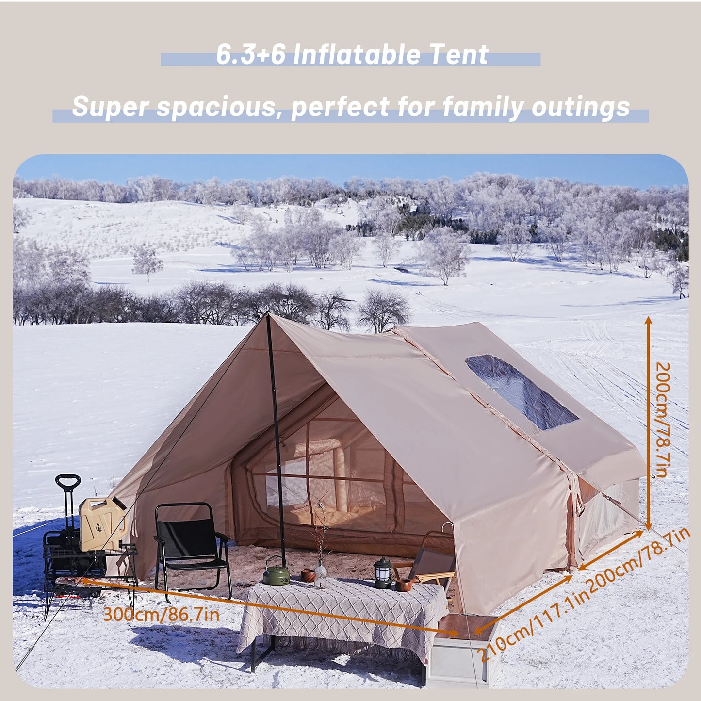 Inflatable camping tent 4-8 people with windows