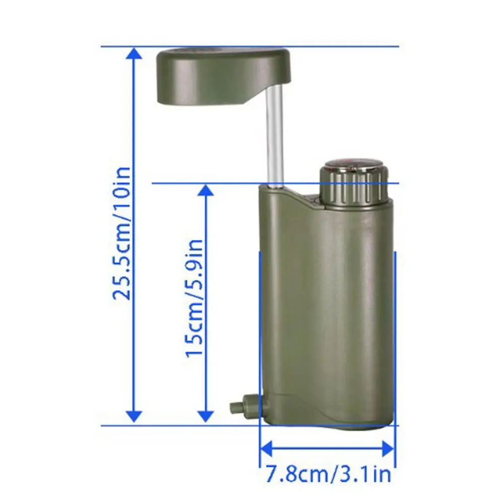 Water Filter Hand Pump 6-Grade Backpacking Water Filter System Lightweight 0.01μm Water Filter Camping Survival With Compass