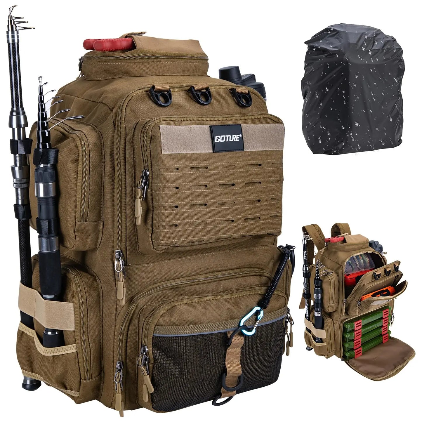 Goture 46X30X17CM 900D Oxford cloth waterproof Fishing Backpack 45L Large Capacity Fishing Gear Storage Backpack Fishing Bag
