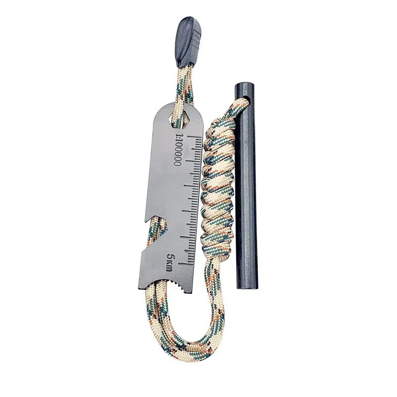 Outdoor Survival Fire Starter Multifunctional Ferrocerium Rod with Paracord & Scraper, Camping Emergency Flint Fire Steel