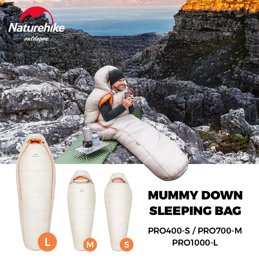 Naturehike Alpine PRO Goose Down Sleeping Bag Lightweight Mummy Sleeping Bag Winter Thick Camping Hiking Backpacking Equipment