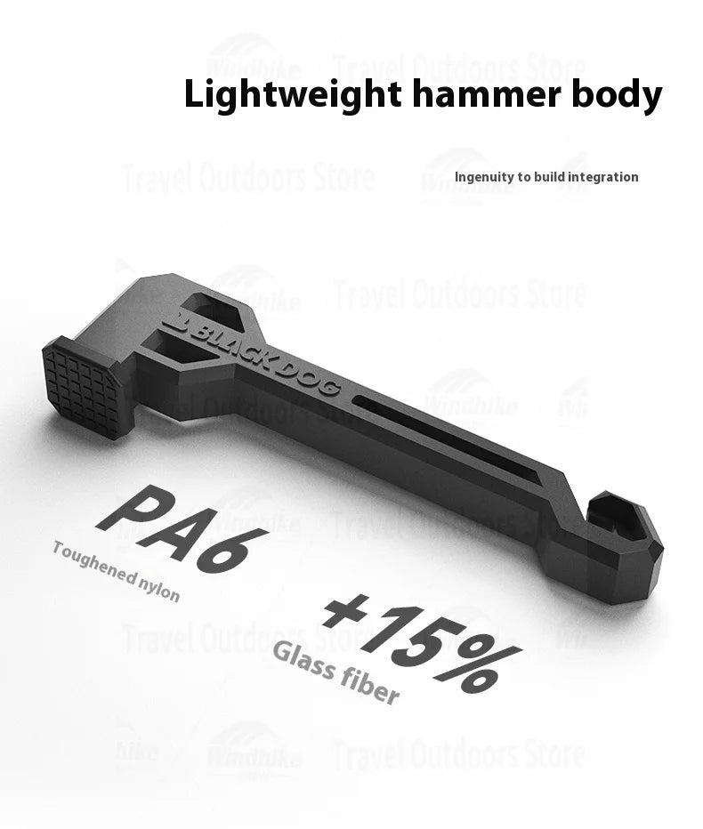 BLACKDOG Campsite Hammer PA6 Toughened Nylon Professional Ground Nail Removal Two-in-one Function Tent Stake Hamme
