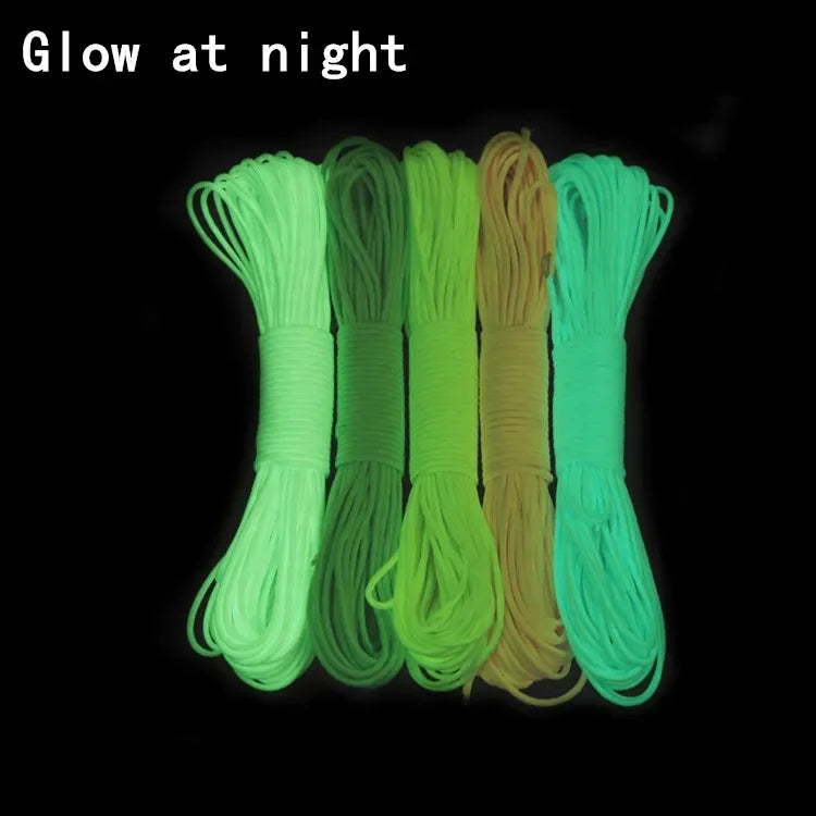 Luminous Rope 9 Strands 4mm Paracord Nylon 550 Tent Cord Outdoor Parachute Lanyard Camping Survival EDC Glow In The Dark