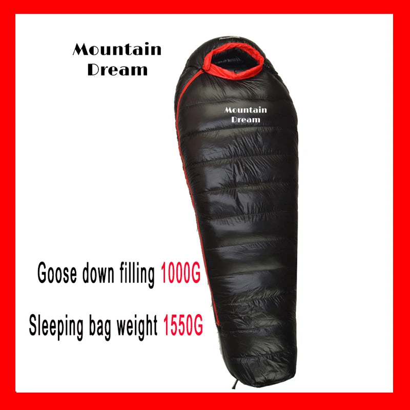 The Extended Goose Down Mummy Sleeping Bag Is Filled With Warm Down And Is Suitable For A Height Above 1.8 Meters.