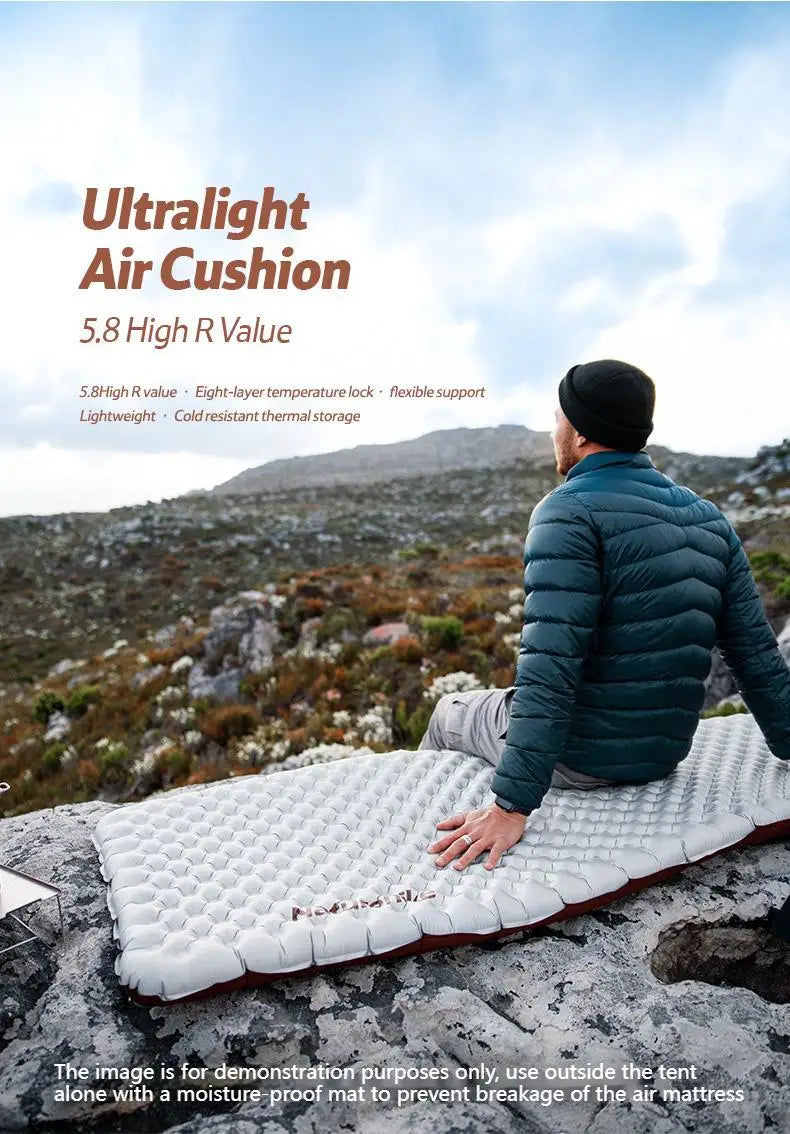 R-value5.8 Inflatable Sleeping Mattress Ultralight Portable Folding Warm Cushion Hiking Outdoor Camping Mat Bed Pad