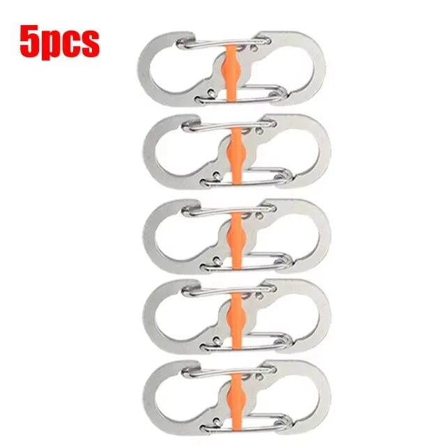 5/10PCS Mini S-Type Locking Carabiner - Outdoor Camping Backpack Buckle, Anti-Theft Keychain Hook & Key-Lock Tool