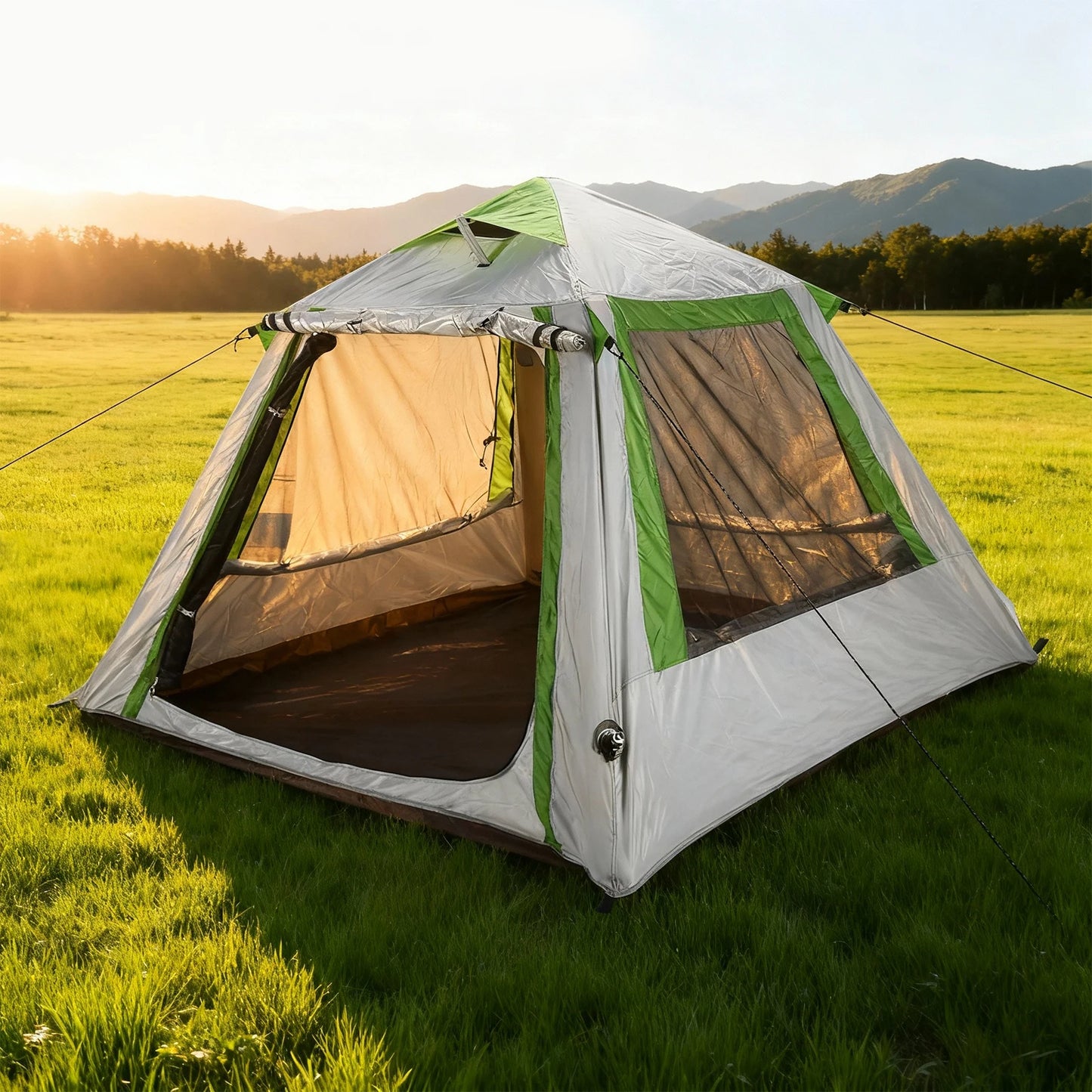 Camping Tent for 2 To 3 Persons Easy Setup Inflatable House Tent Oxford Waterproof with Mesh Windows for Backpacking and Hiking