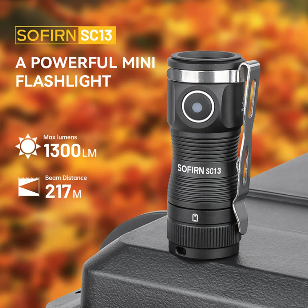 SC13 Black Green SST40 LED 1300lm Mini Tactical 18350 Flashlight 6000K Keychain Emergency Torch