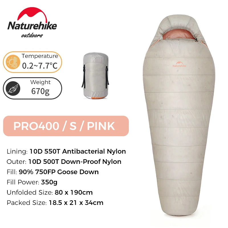 Naturehike Alpine PRO Goose Down Sleeping Bag Lightweight Mummy Sleeping Bag Winter Thick Camping Hiking Backpacking Equipment