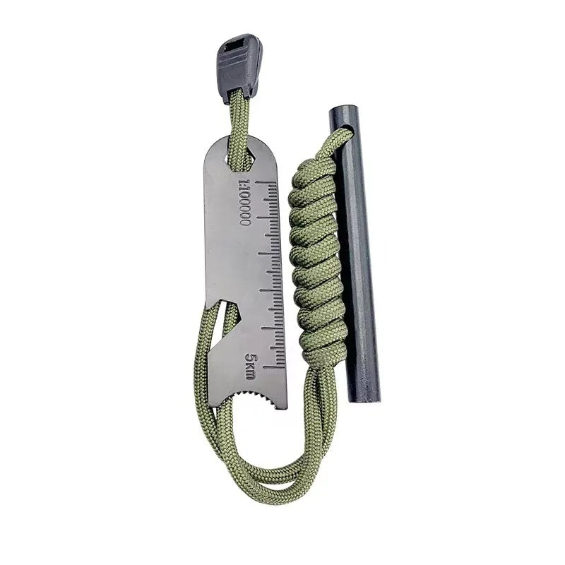Outdoor Survival Fire Starter Multifunctional Ferrocerium Rod with Paracord & Scraper, Camping Emergency Flint Fire Steel