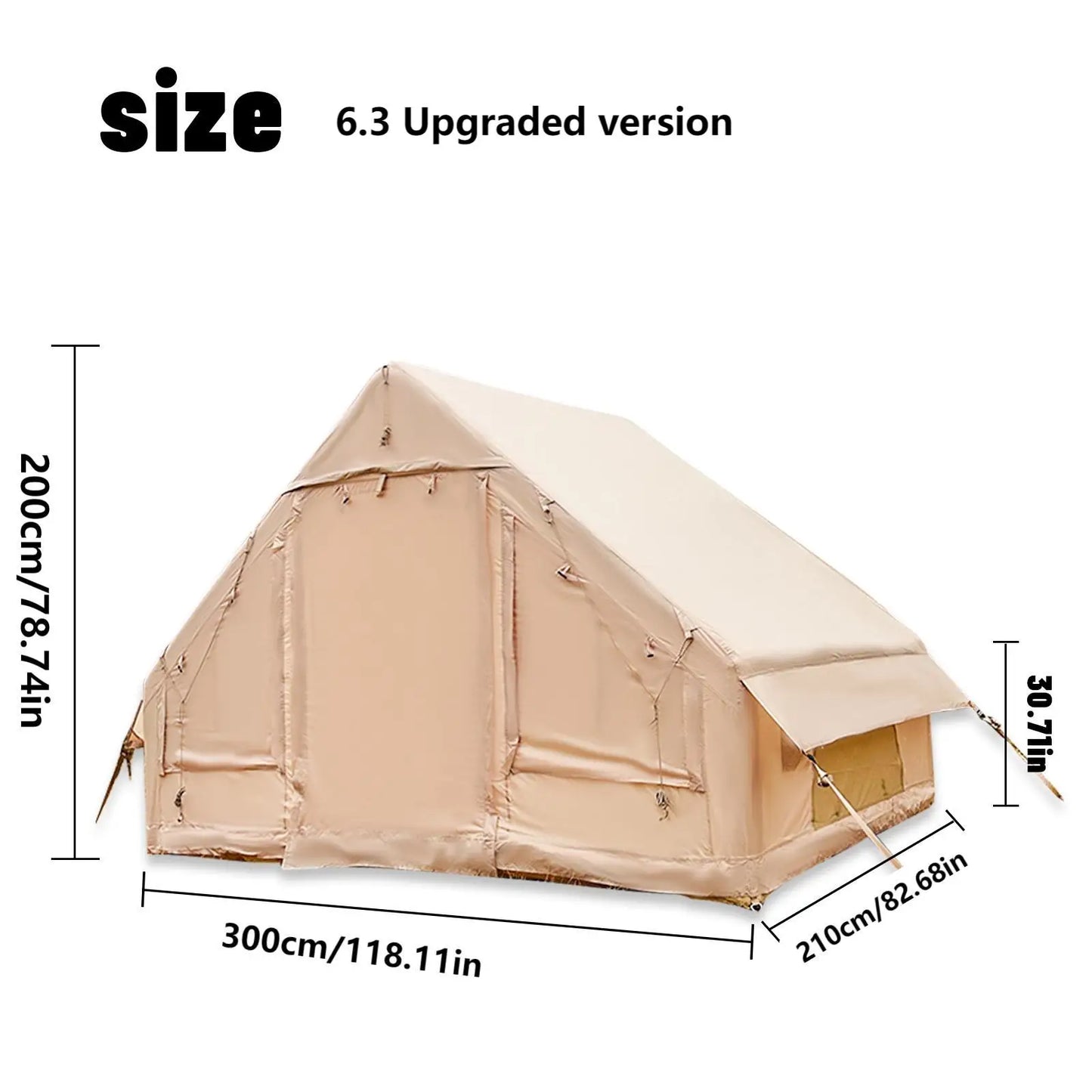 Inflatable Tent With Skylight, Quick Setup Blow Up Tents With Pump, 4-6 PersonOutdoor Family Luxury Tent