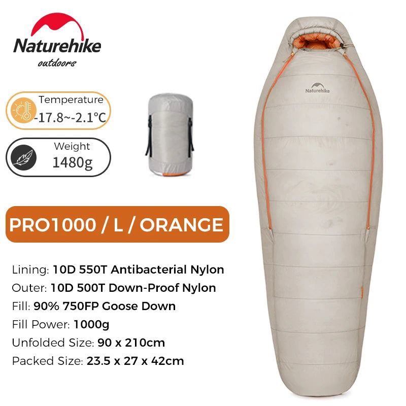Naturehike Alpine PRO Goose Down Sleeping Bag Lightweight Mummy Sleeping Bag Winter Thick Camping Hiking Backpacking Equipment