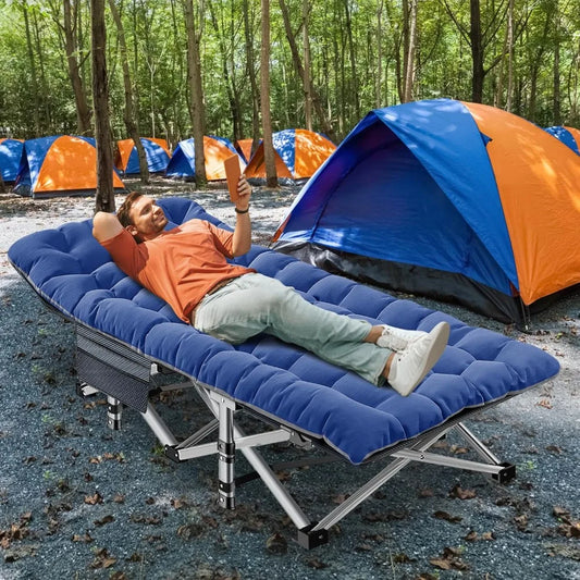 XXL Camping Cot for Adults 900LBS - 78"×32" Oversized Folding Bed with Mattress Pad, Heavy Duty