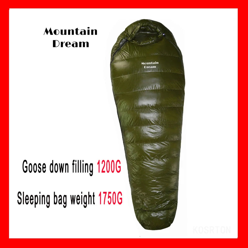 The Extended Goose Down Mummy Sleeping Bag Is Filled With Warm Down And Is Suitable For A Height Above 1.8 Meters.