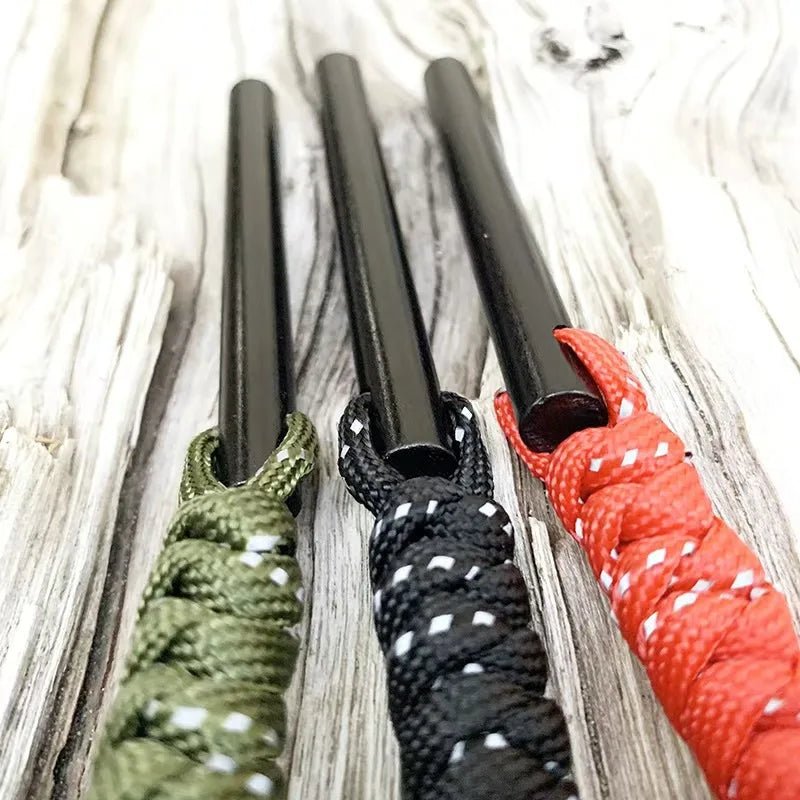 Outdoor Survival Fire Starter Multifunctional Ferrocerium Rod with Paracord & Scraper, Camping Emergency Flint Fire Steel
