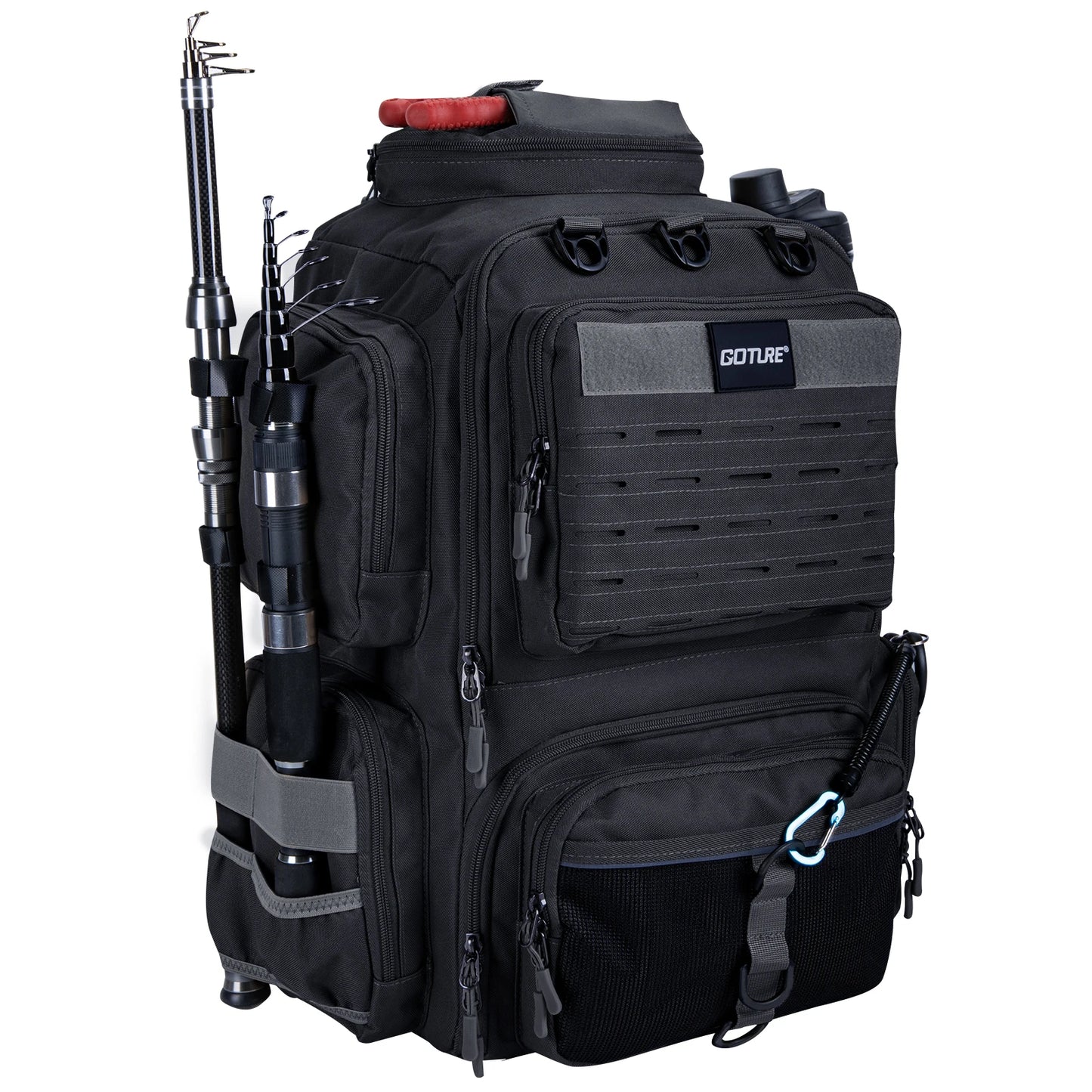 Fishing Backpack 45L 900D Water-Resistant Large 4 Color Fishing Bag with Rod Holders Fishing Gear Camping Hiking Outdoor