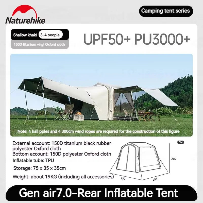 AIR 7.0 Car Tail Inflatable Tent Sunshade Waterproof SUV Travel Tent Versatile Outdoor Camping Removable DIY Car Tent