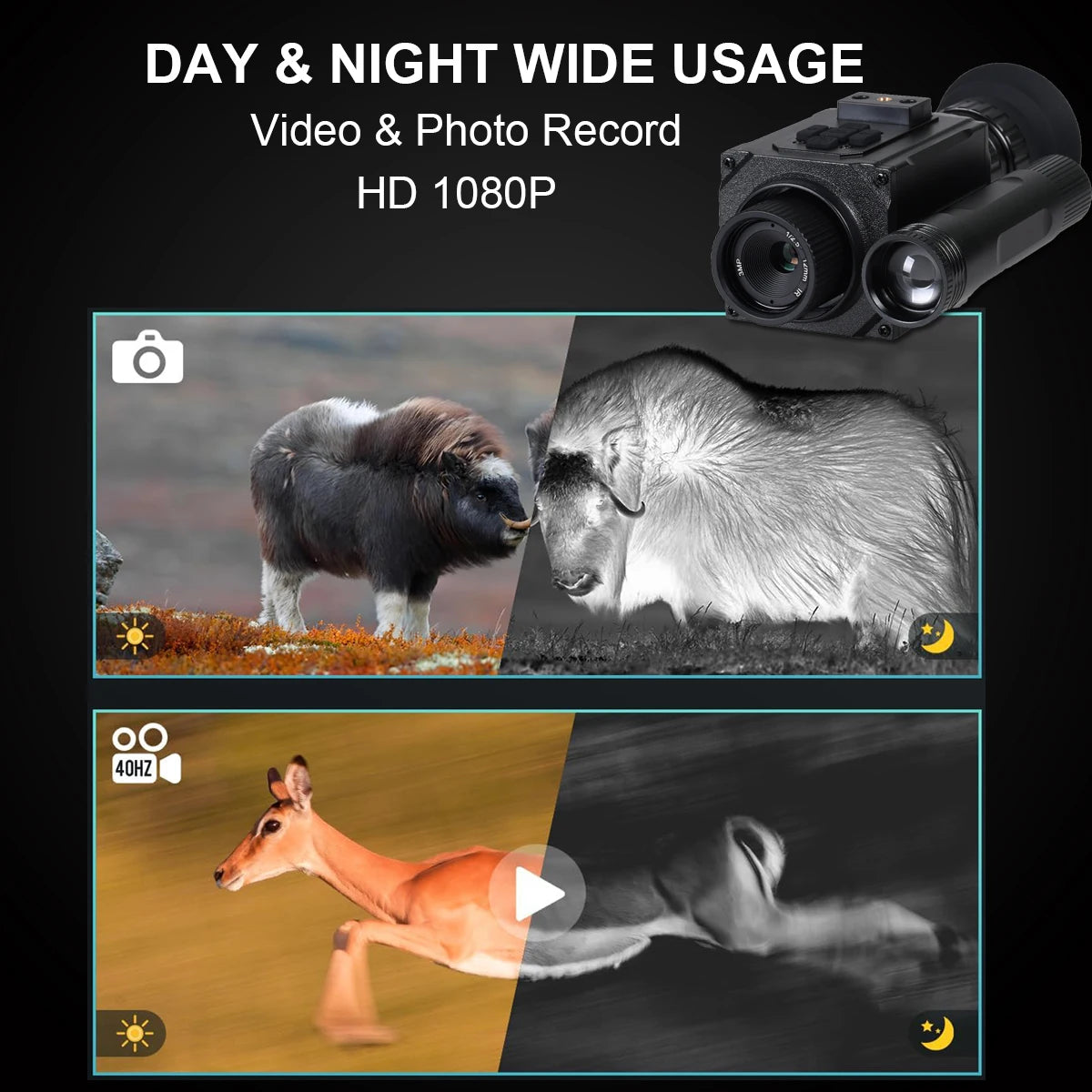 NK006 Helmet Night Vision Monocular Long-Distance Infrared 5X Zoom 1080P Digital Hunting Night Vision Goggles Telescope