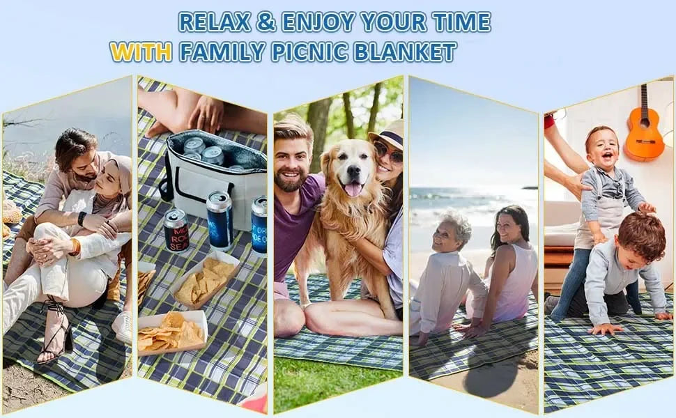 Waterproof Outdoor Picnic Mat Camping Beach Mat Plaid Portable Hiking Travel Sleeping Blanket Folding Grassland Pad Carpet