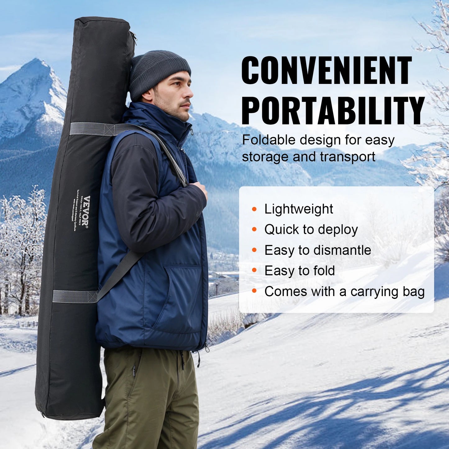 Portable Ice Shelter 1-2 Person Fishing Tent Ice Shanty for Winter Fishing Waterproof Ice Cube with Anchors Carry Bag